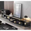 Modern Black Tempered Glass TV Console with Drawer